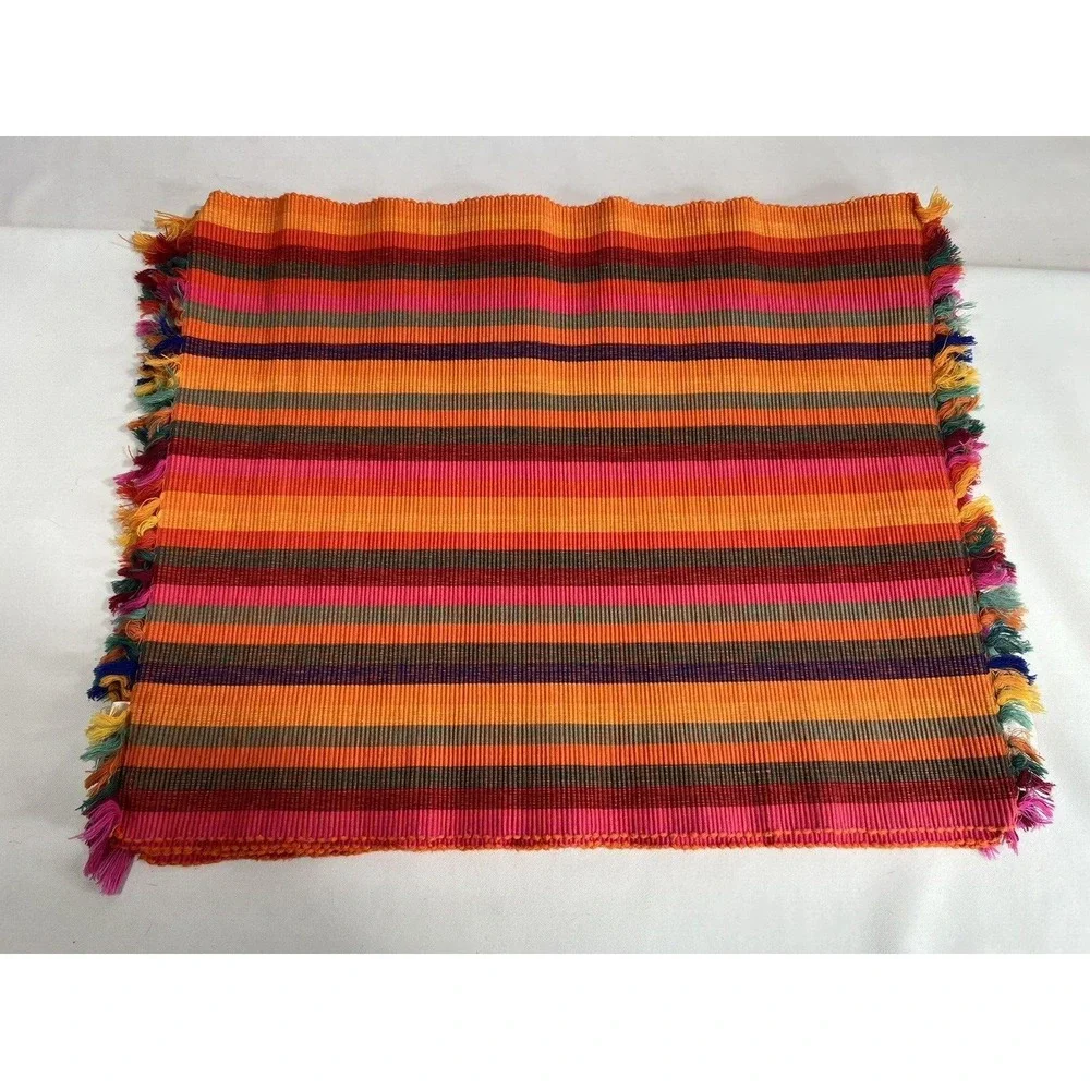 Crate And Barrel Placemats Set Of 4 Fiesta Stripe Cottagecore Table Decor